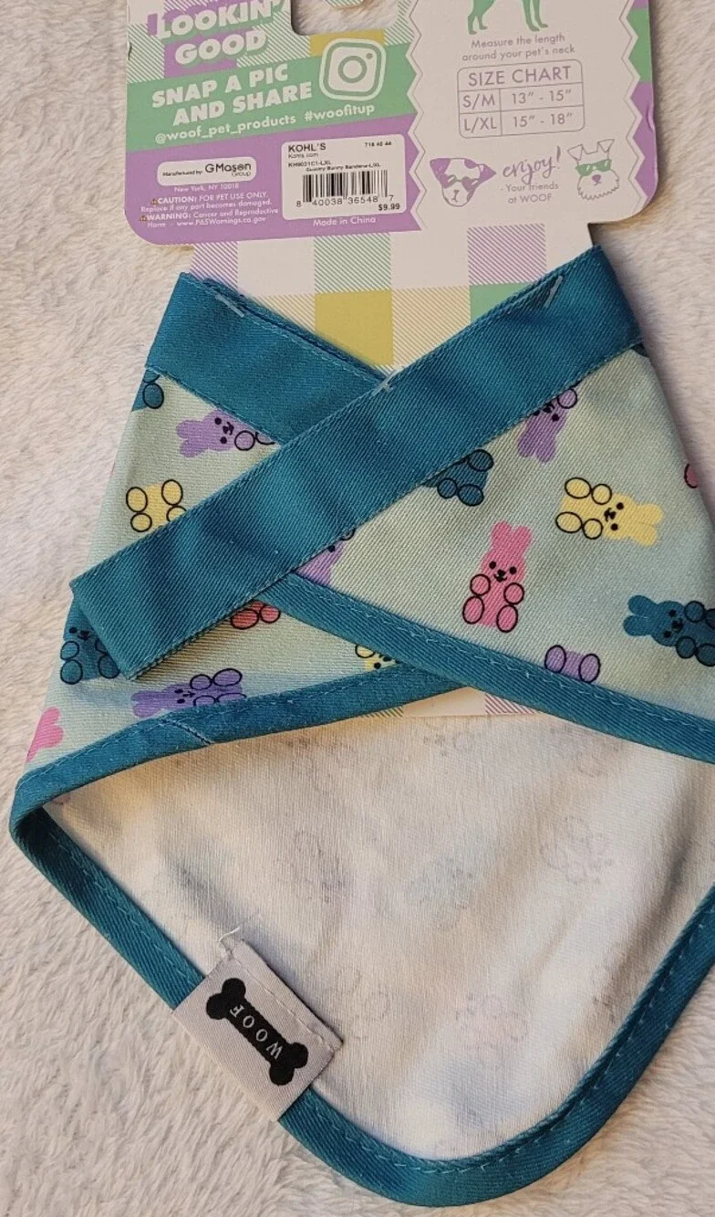 Pet Bandana - Pastel Gummy Bunny Print For Easter